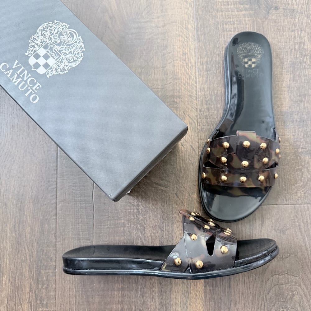NIB Vince Camuto Emelon Studded Jelly Slide Sandals | Tortoise | Size: 7 - Picture 7 of 8